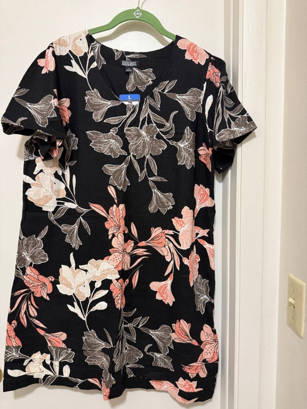 Original by Nicole Miller Black Floral V-Neck Dress